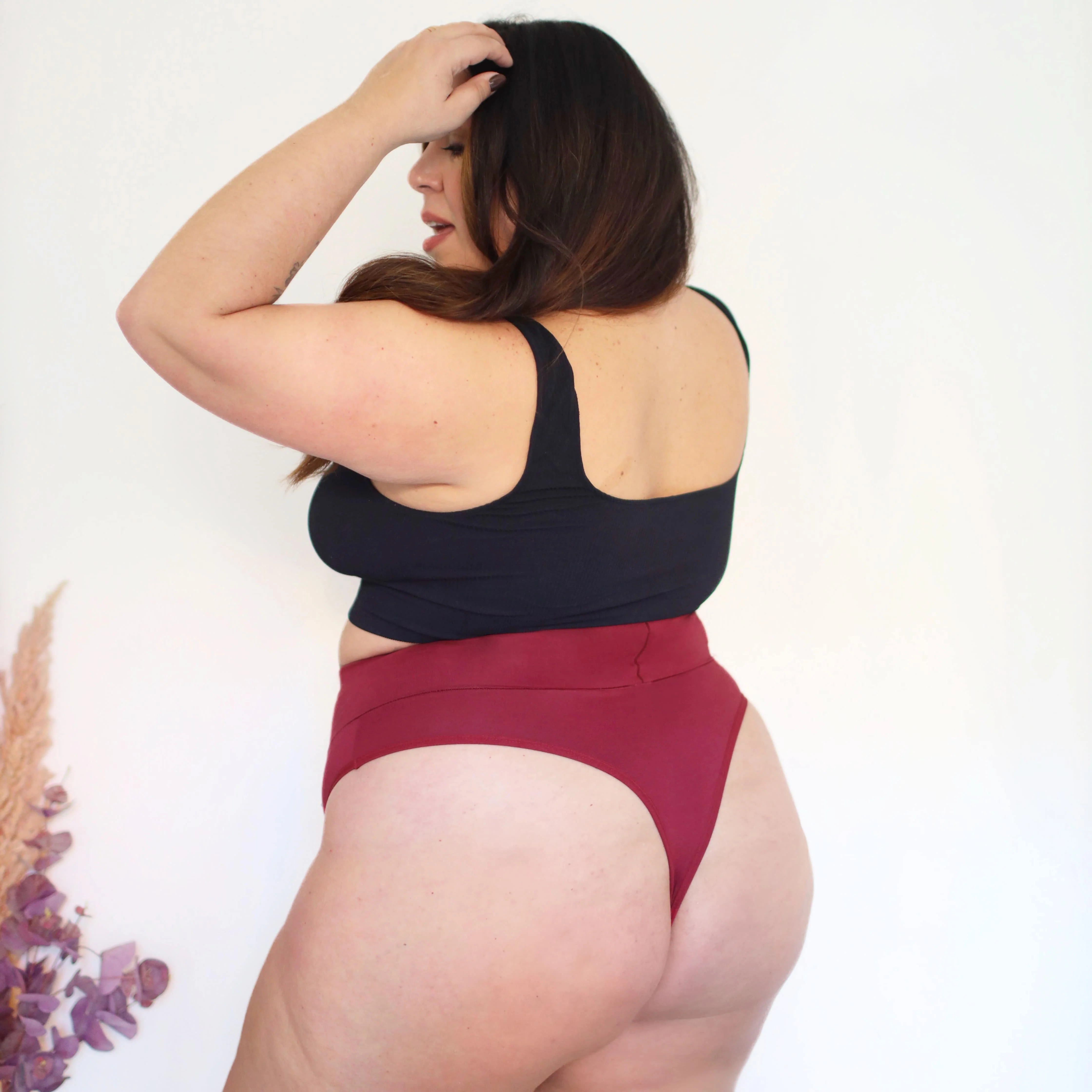 Organic Cotton Cheeky High Leg Panties -  Blood Red - Image 8