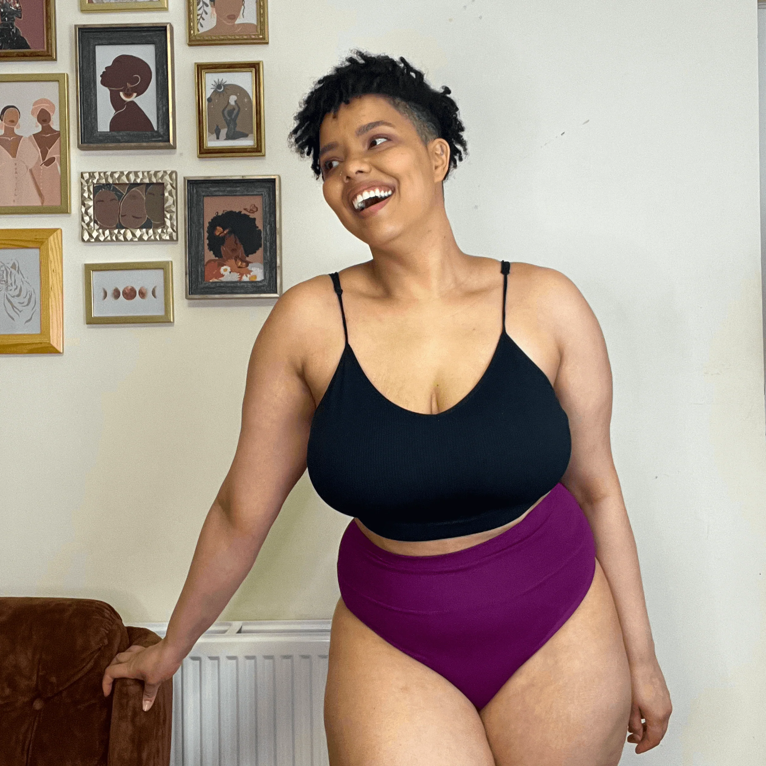 Organic Cotton Cheeky High Leg Panties - Figgy Pudding - Image 6