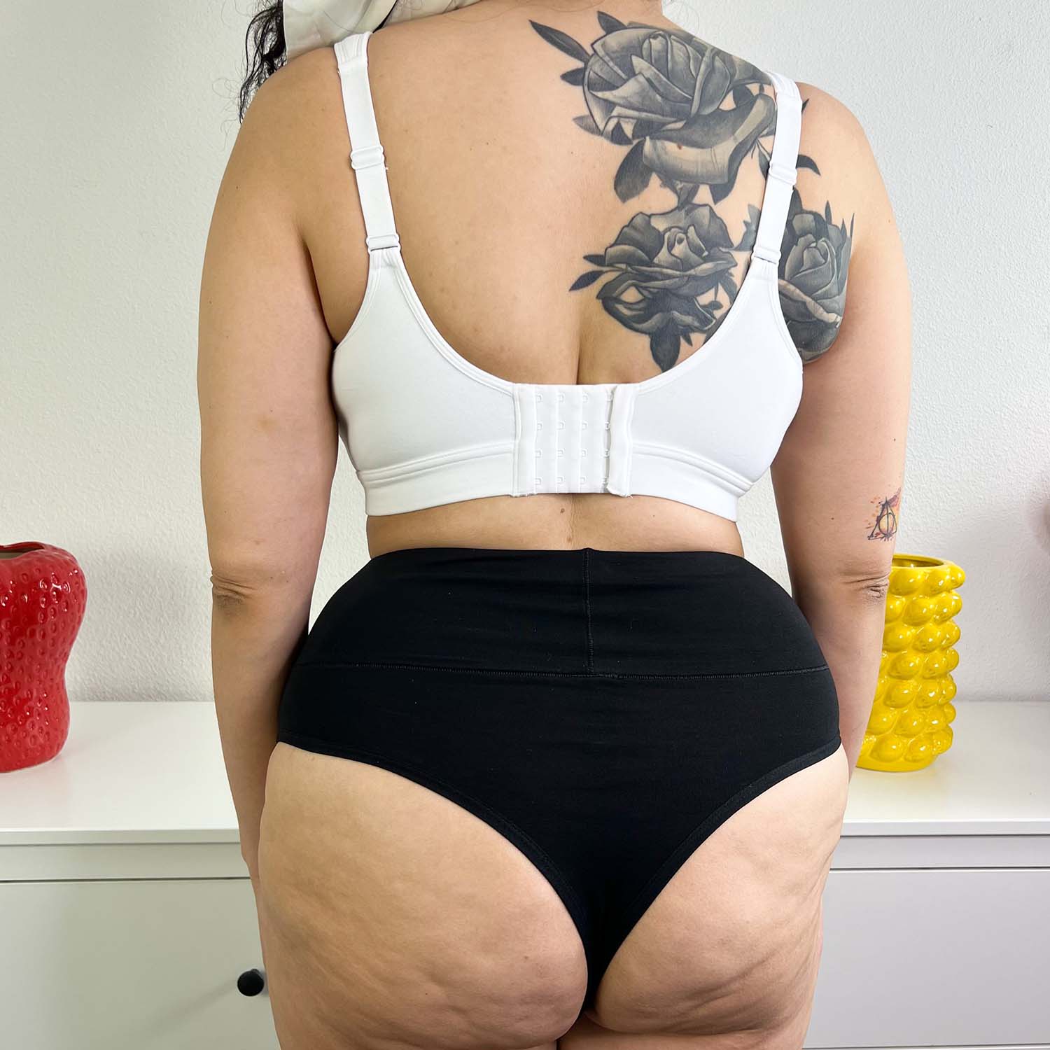 Organic Cotton Cheeky High Leg Panties - Black - Image 5