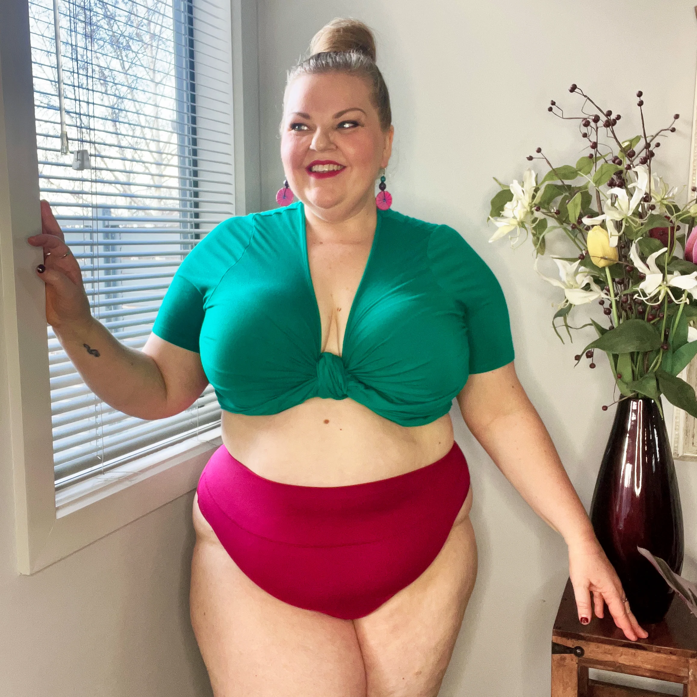 Organic Cotton Cheeky High Leg Panties - Raspberry Pie - Image 2