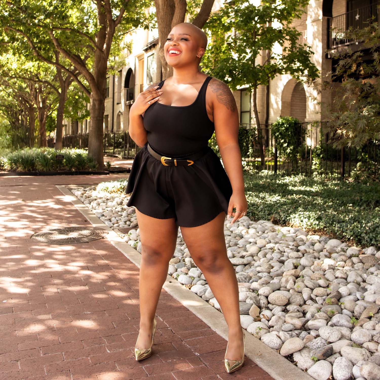 Strappy Cotton Bodysuit - Black - Image 4