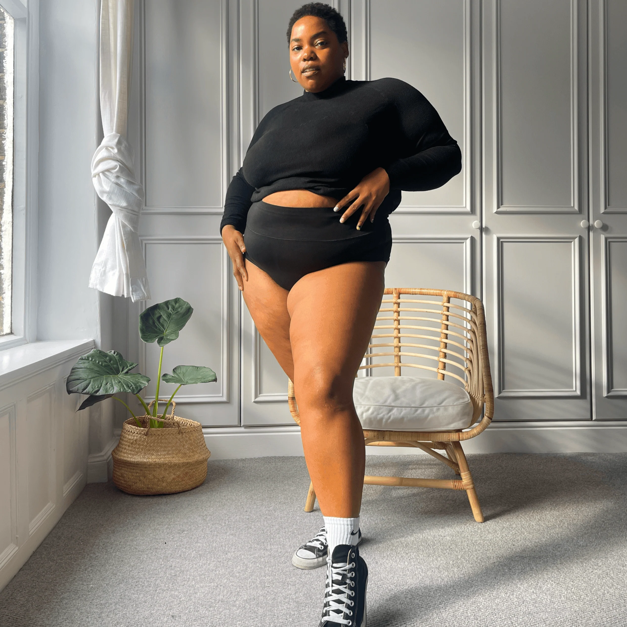 Organic Cotton Full Brief Panties - Black - Image 9