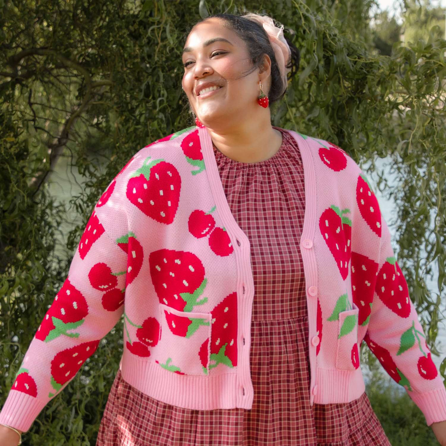Cotton Rich Cardigan - Strawberry - Image 4