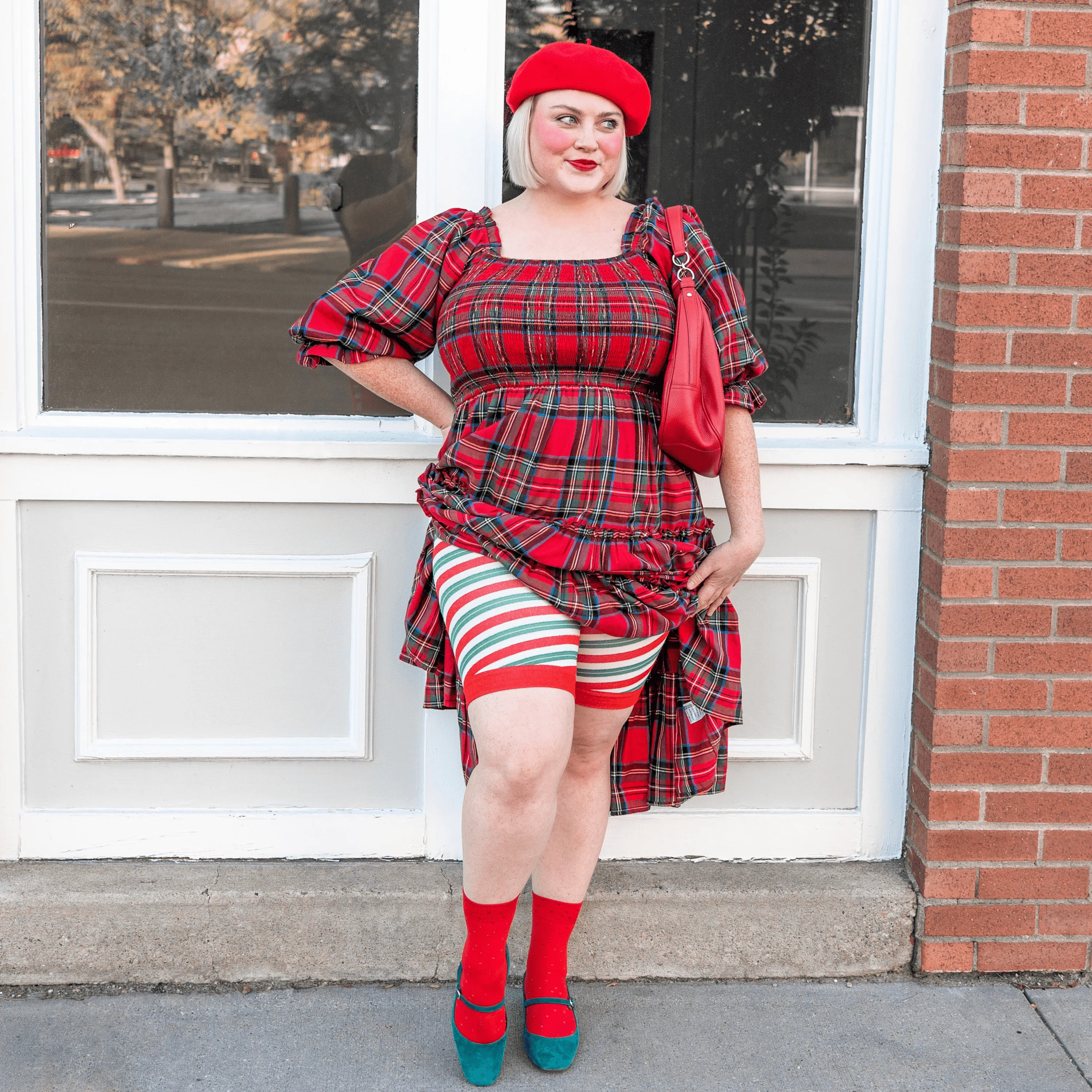 Christmas Tights Chub Rub Shorts - Candied - Image 10