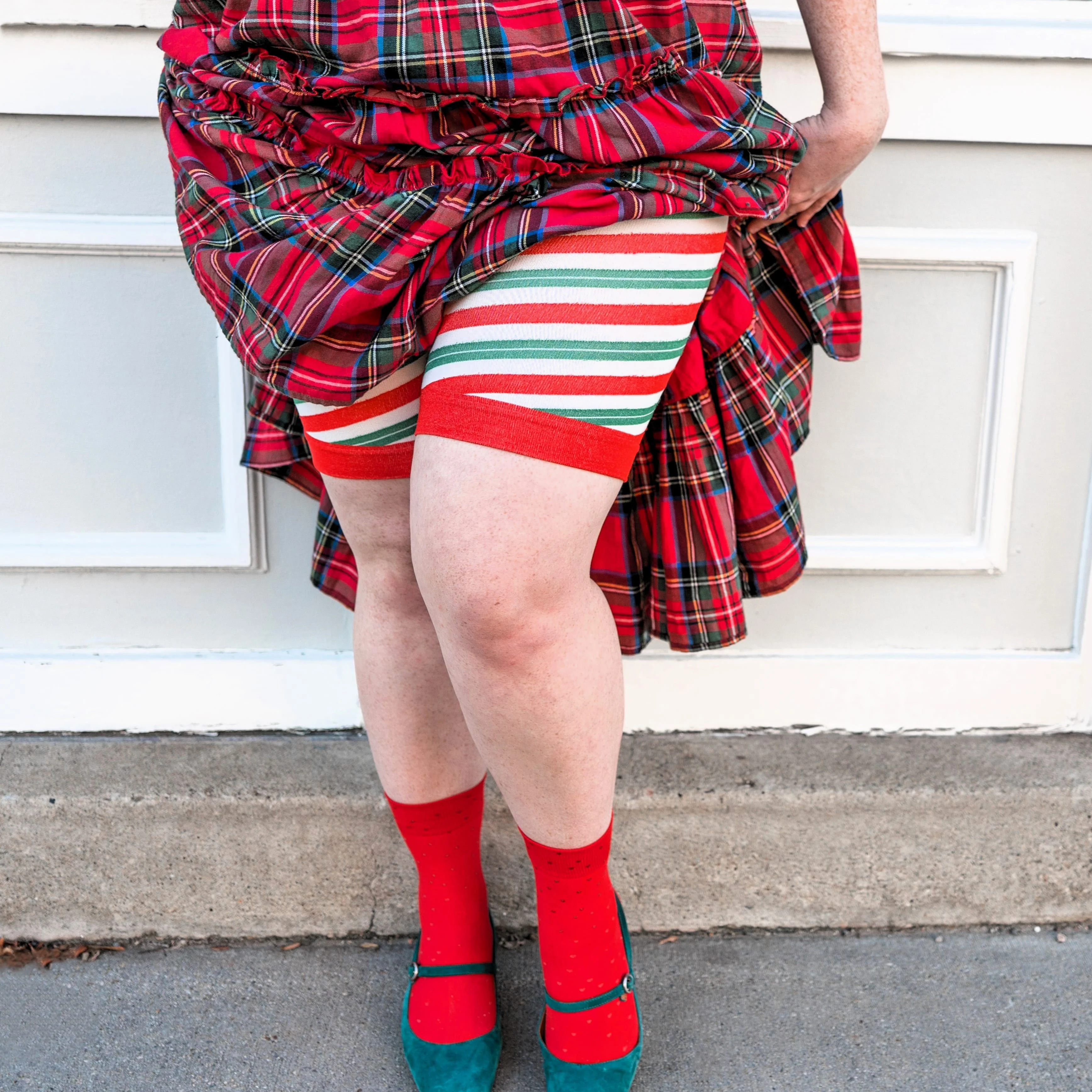 Christmas Tights Chub Rub Shorts - Candied - Image 11