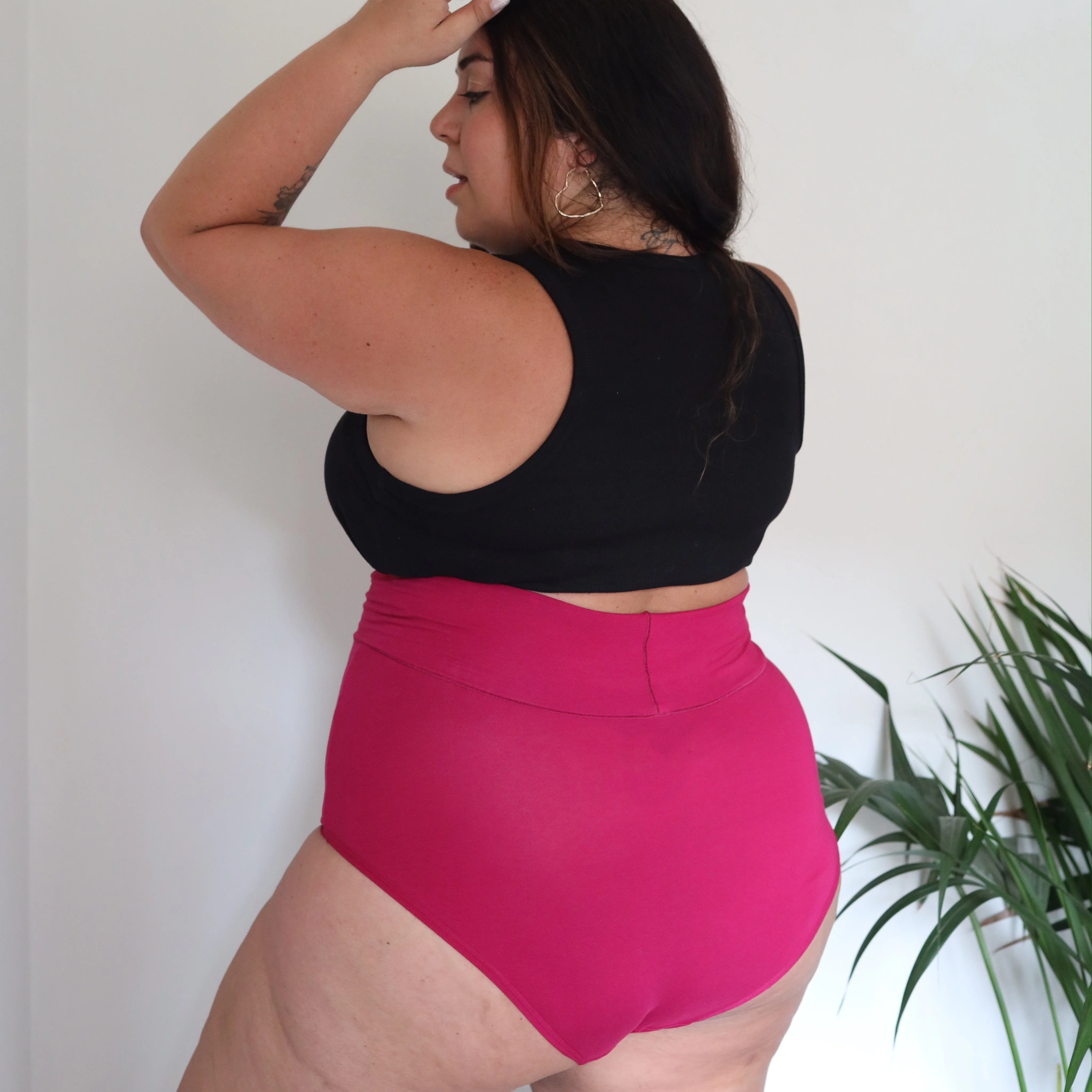 Organic Cotton Super High Waist Panties - Raspberry Pie - Image 4