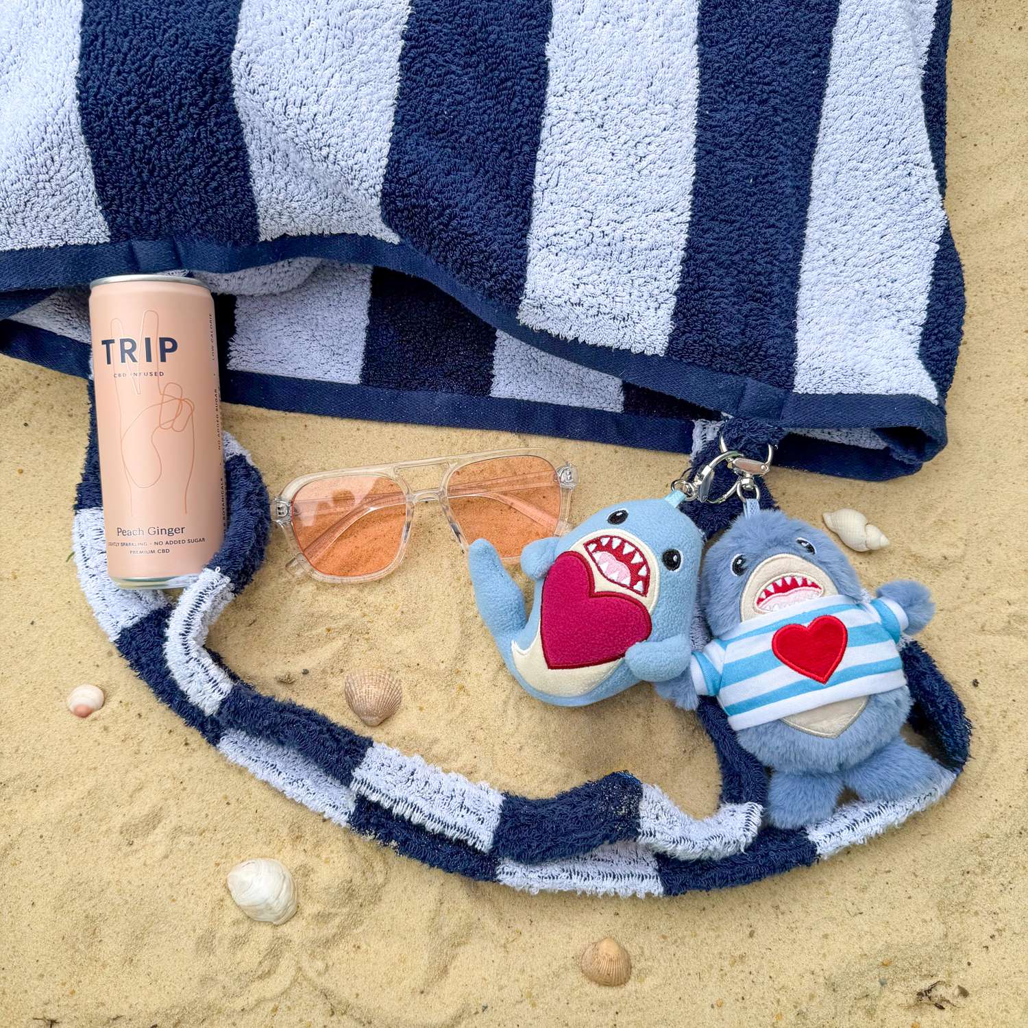 2-in-1 Beach Towel Bag - Navy and White Stripe - Image 9